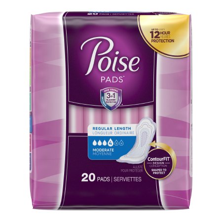 Pad Bladder Control Poise® 10.9 Inch Length Moderate Absorbency Polyacrylate Core Regular Adult Female Disposable (20/PK 6PK/CS) by Kimberly-Clark Professional/Consumer  ID 19564